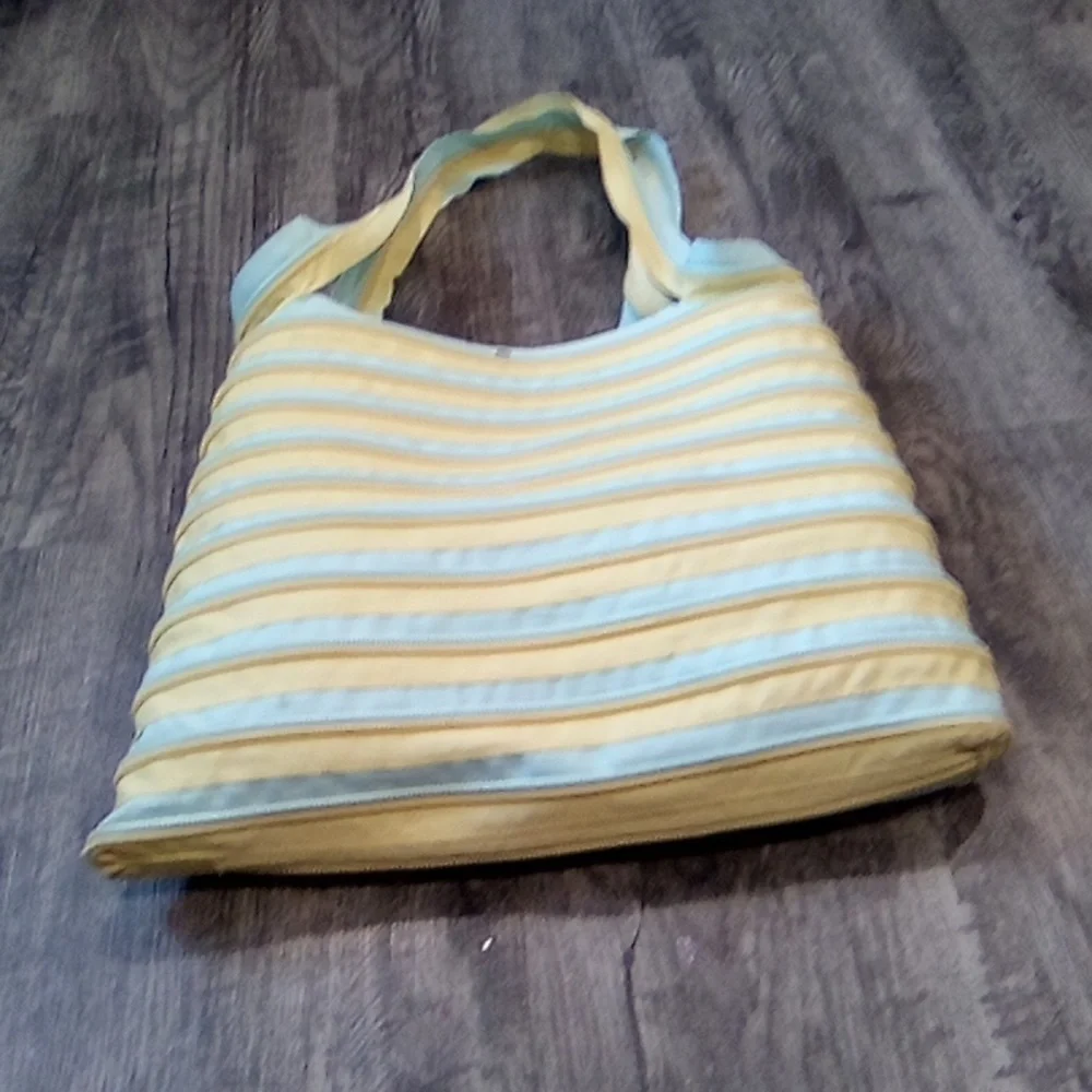 Striped Yellow and Blue Tote Bag